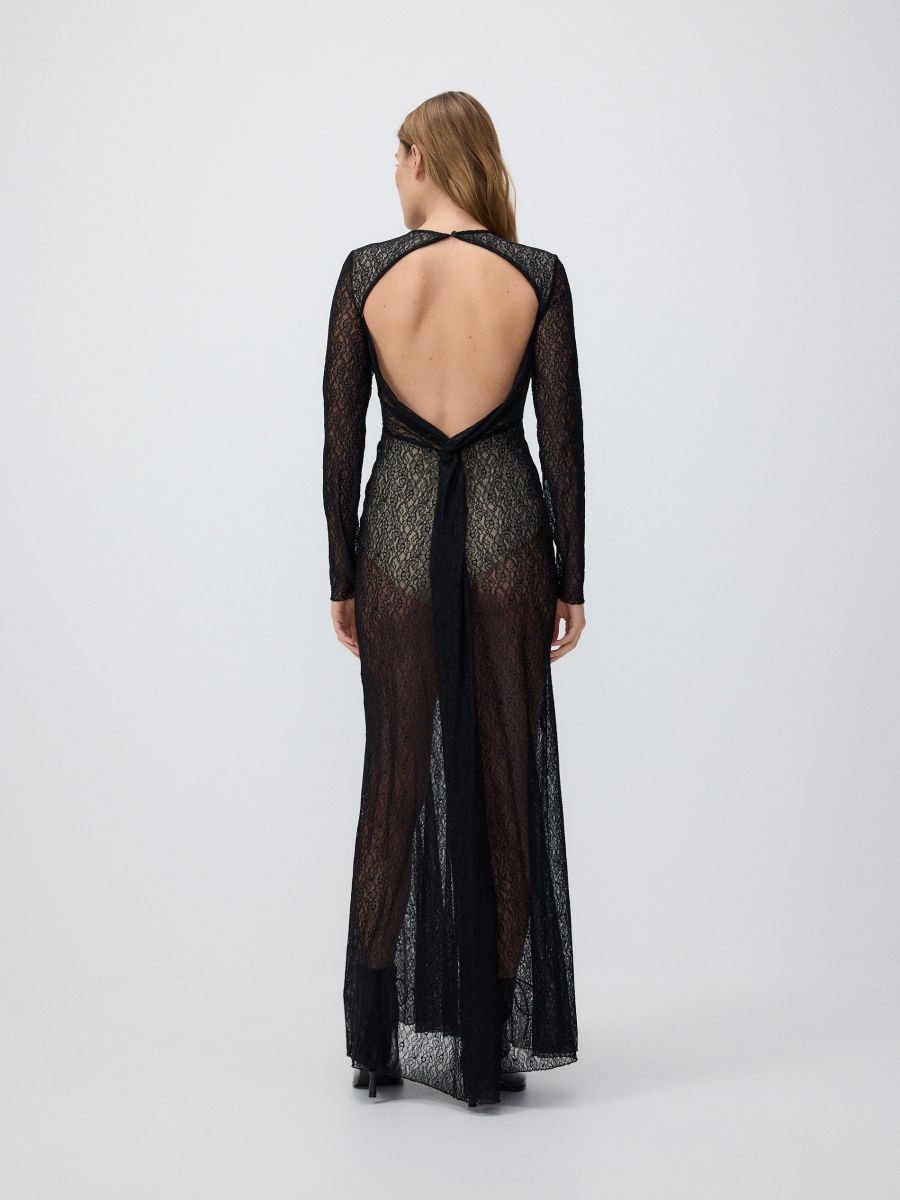 Spitzenkleid in Maxilänge - schwarz - RESERVED - 9