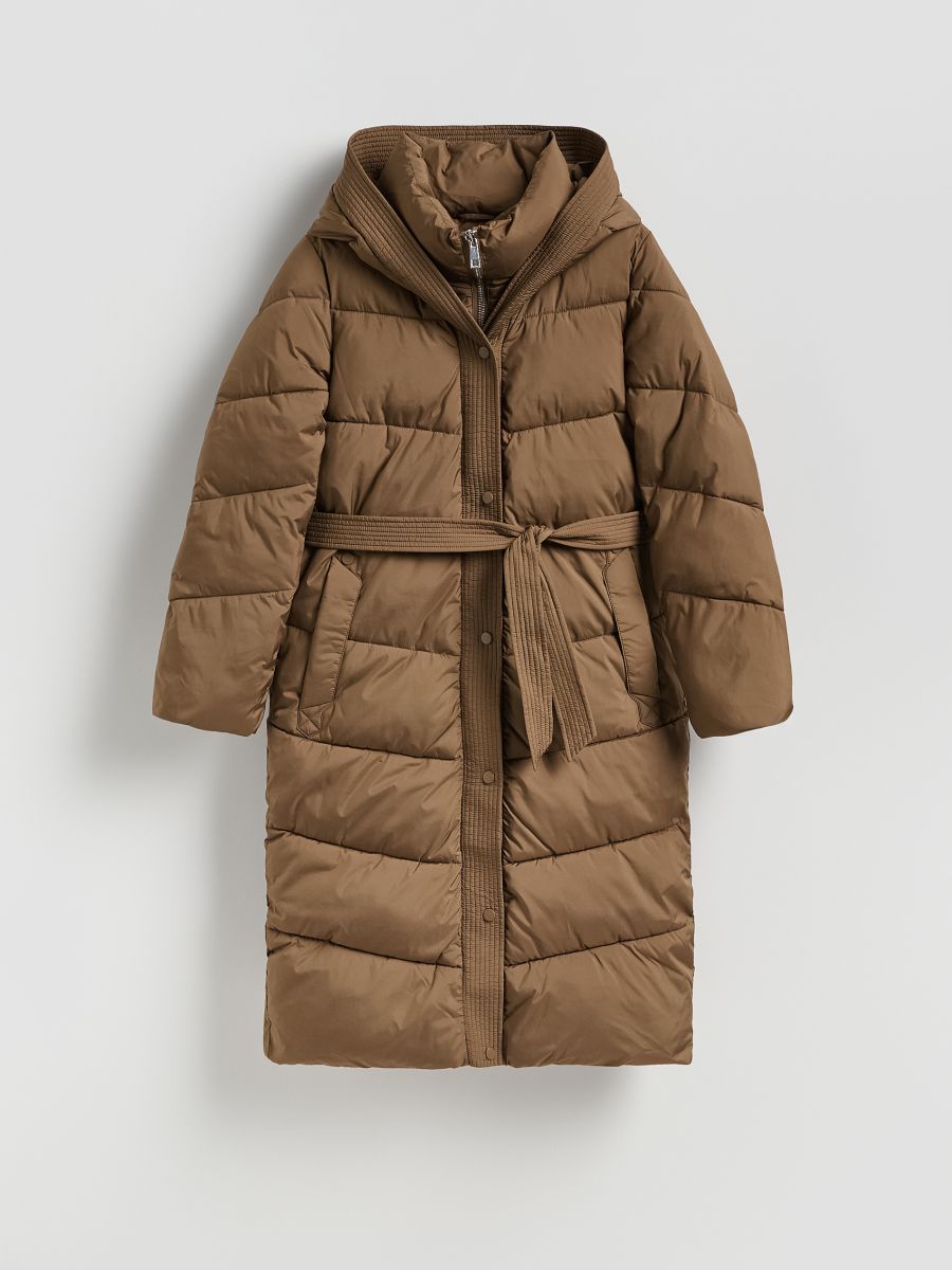 Gewatteerd jack met capuchon - taupe - RESERVED
