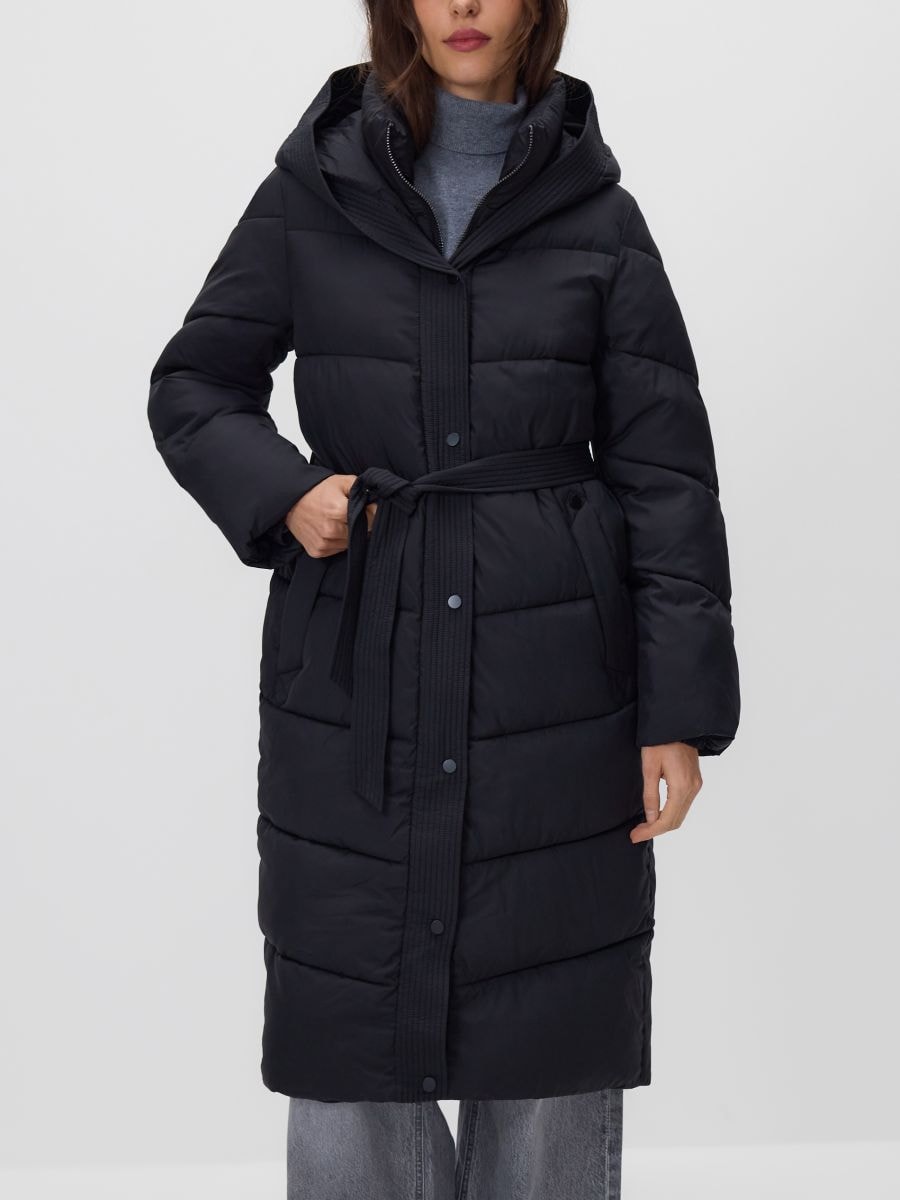 Prošivena jakna s kapuljačom - crno - RESERVED