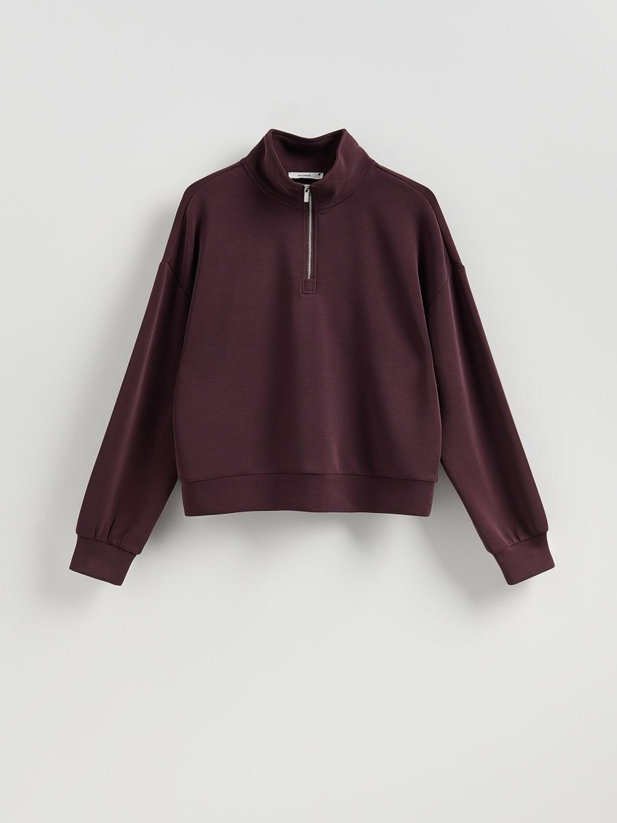 Sweatshirt with zipper - dark violet - RESERVED