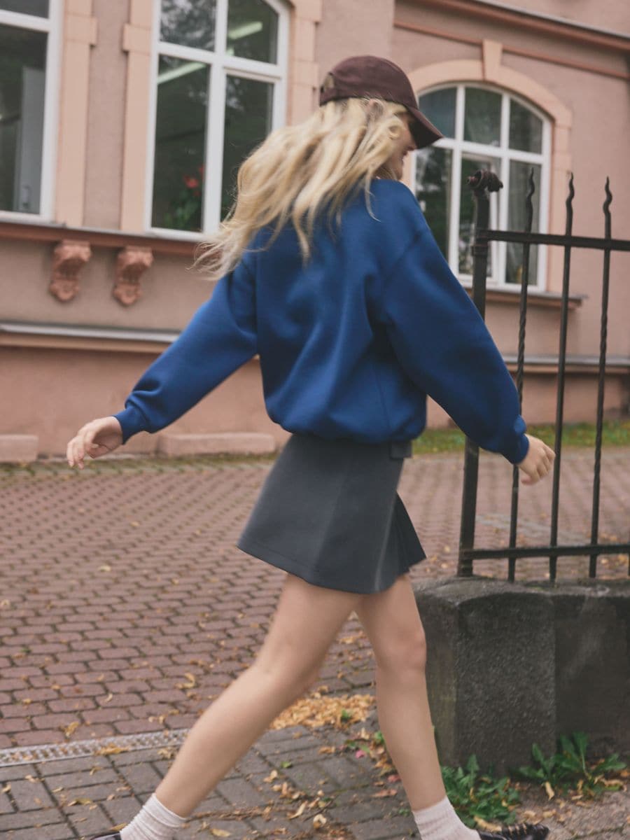 Pleated mini skirt - dark grey - RESERVED