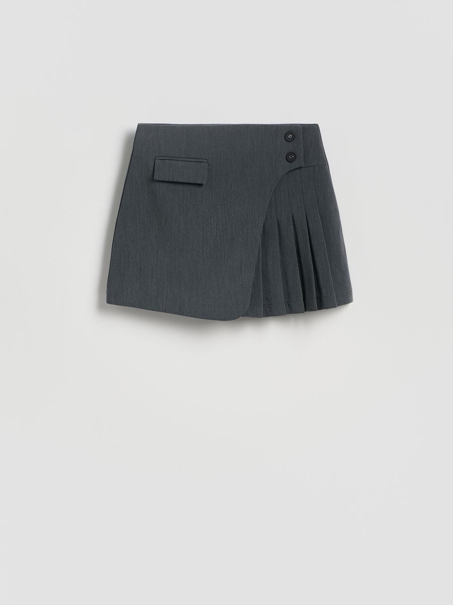 Pleated mini skirt - dark grey - RESERVED