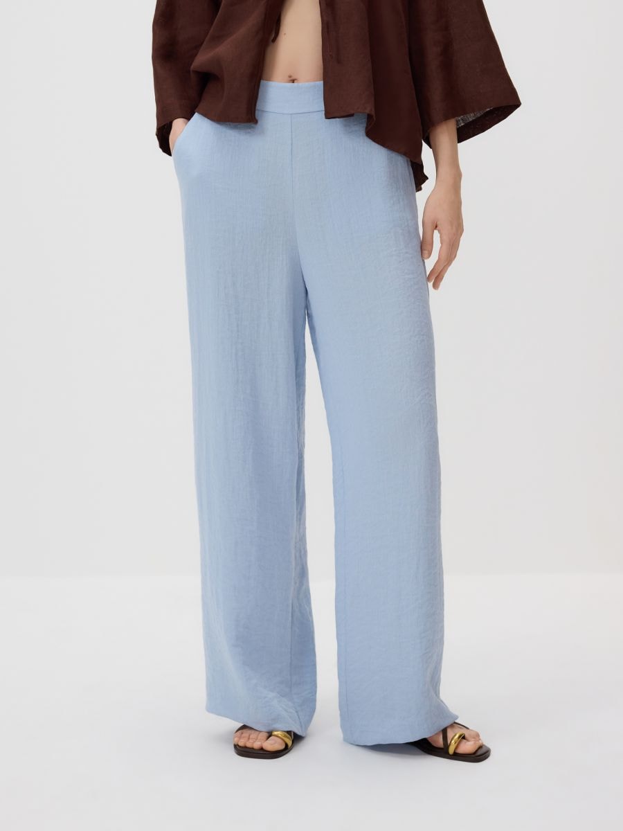 Loose trousers with viscose - pale blue - RESERVED - 2