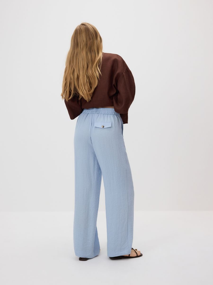 Loose trousers with viscose - pale blue - RESERVED - 4