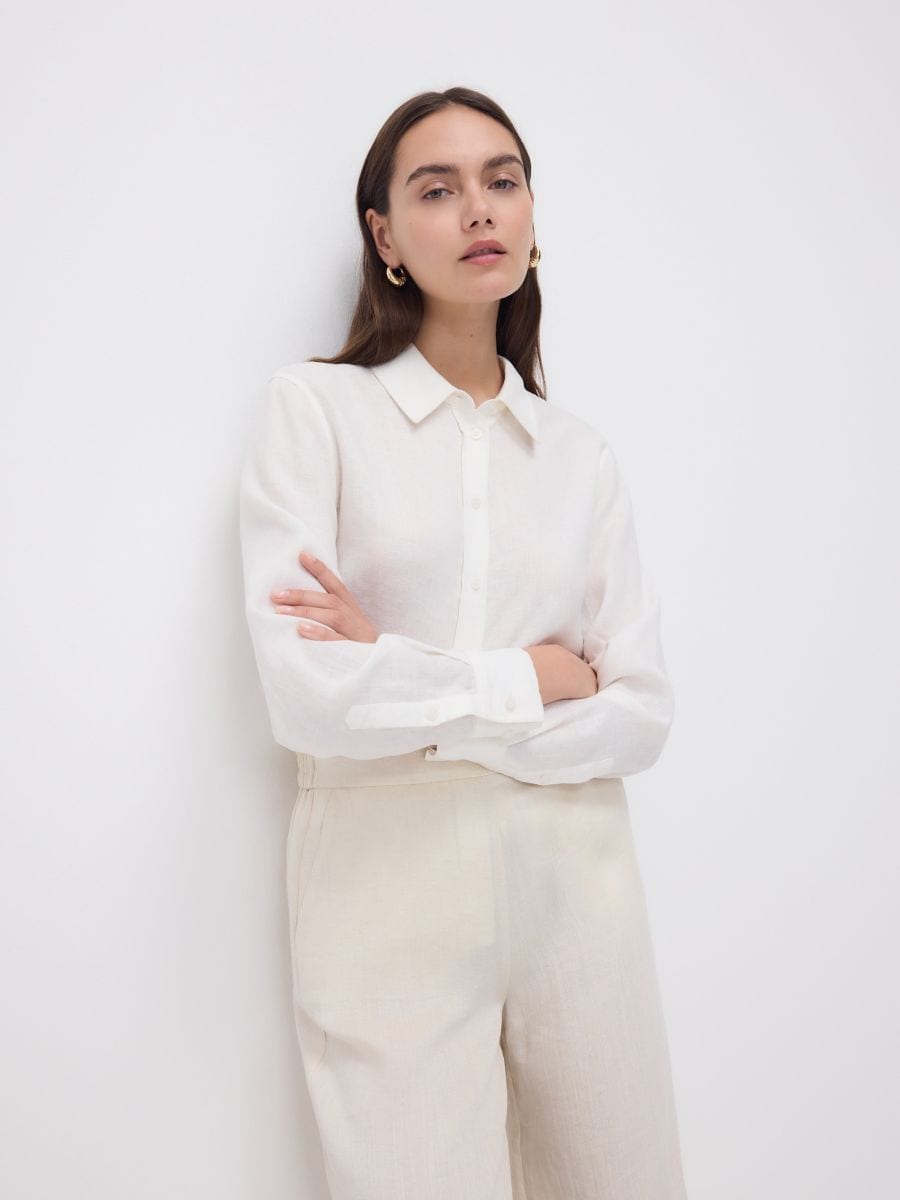 Loose trousers with viscose - beige - RESERVED - 2