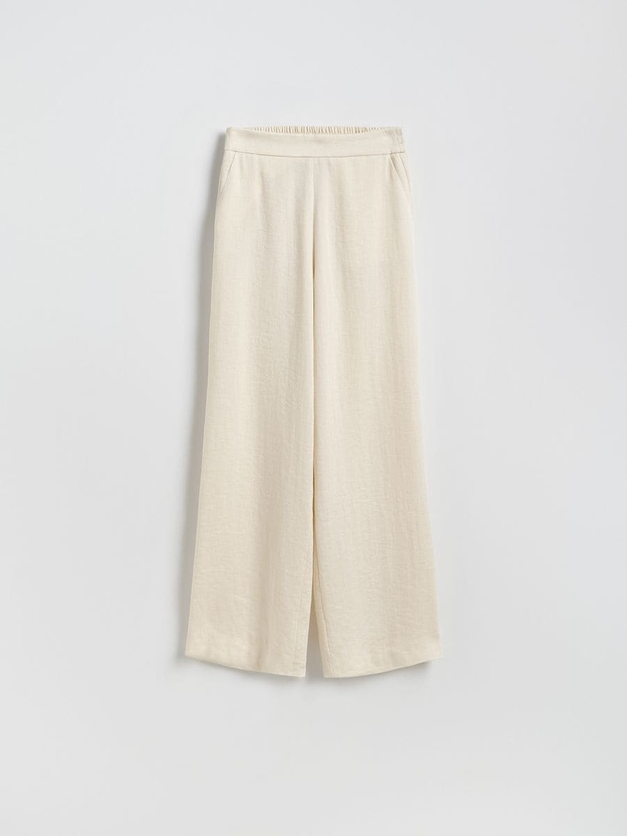 Loose trousers with viscose - beige - RESERVED - 4