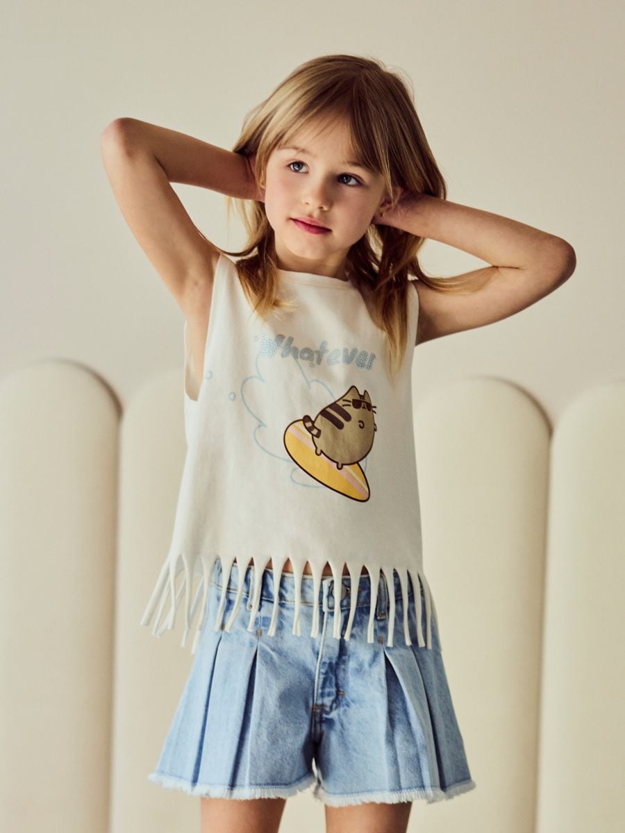 Short jeans plissado - AZUL - RESERVED