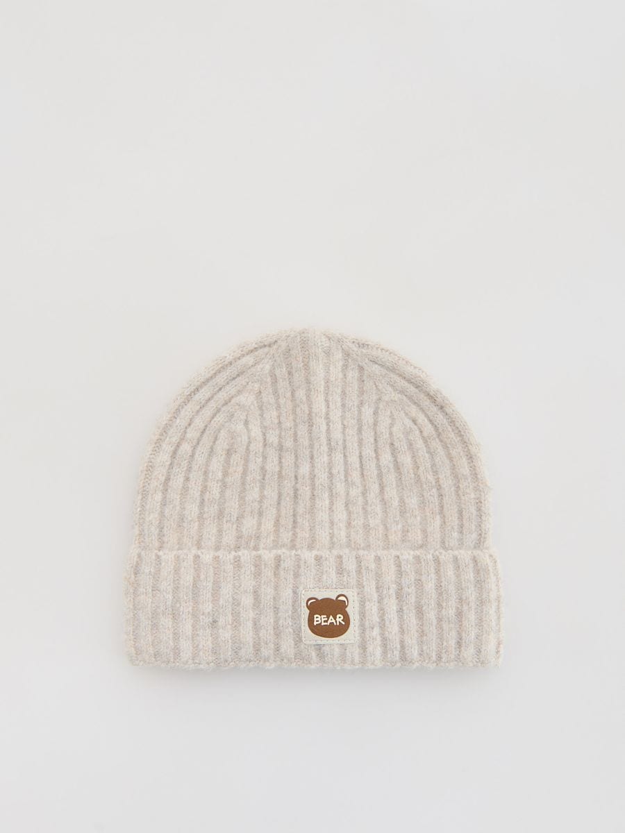 Beanie van een wolmix - beige - RESERVED