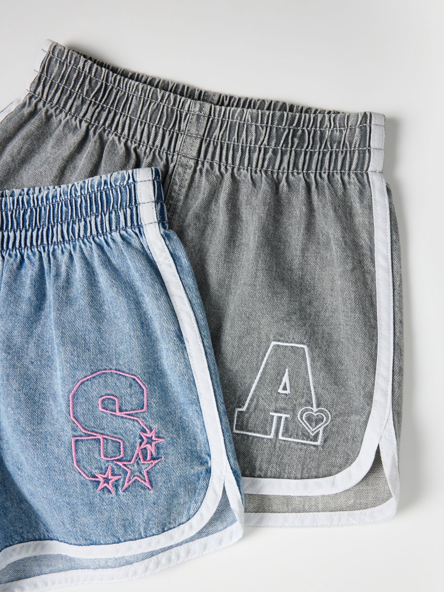 Jeans shorts with side stripe - light grey - RESERVED - 5