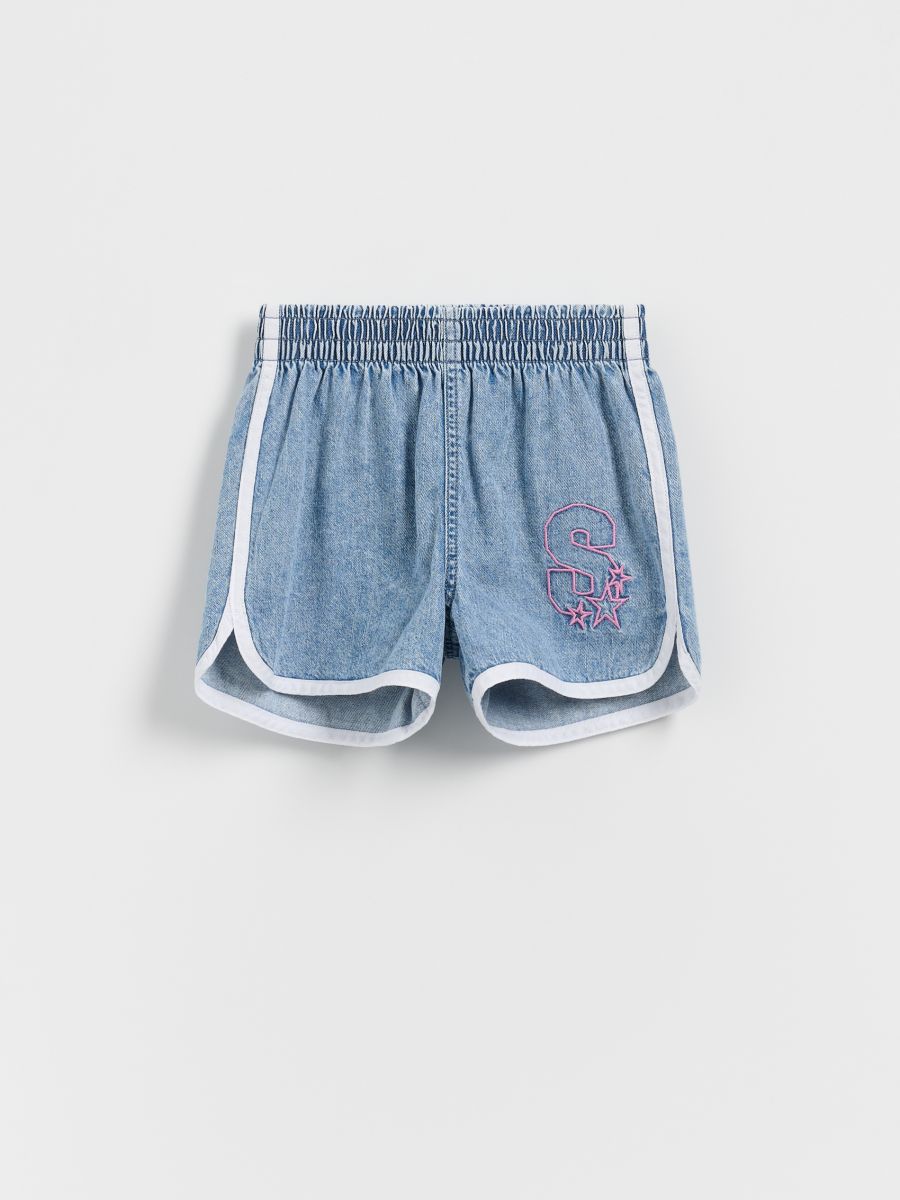 Jeans shorts with side stripe - blue - RESERVED - 3