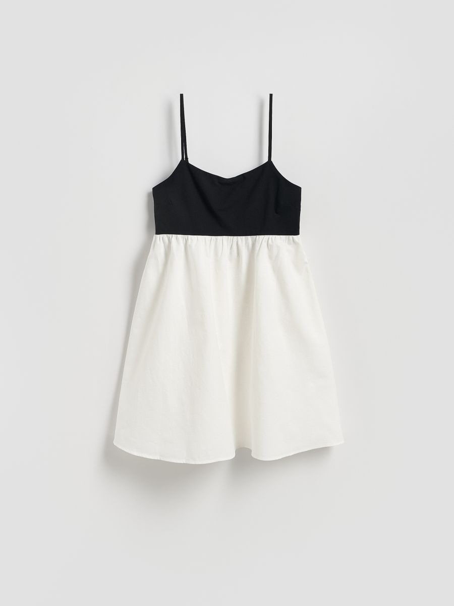 Linen blend mini dress - cream - RESERVED