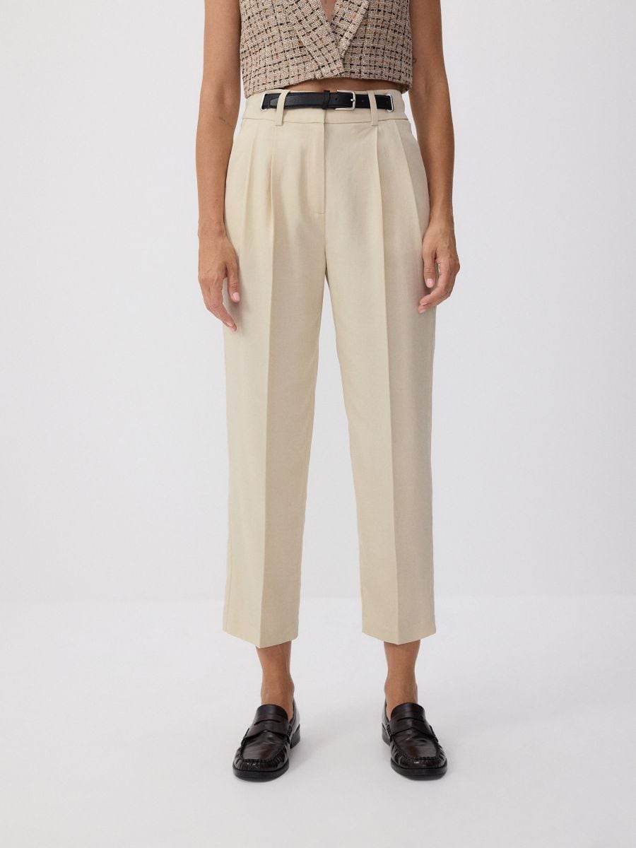 LADIES` TROUSERS & BELT - cream - RESERVED