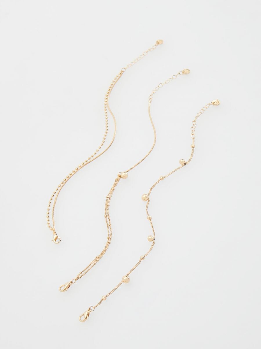 Bracelets with beads set - golden - RESERVED - 2