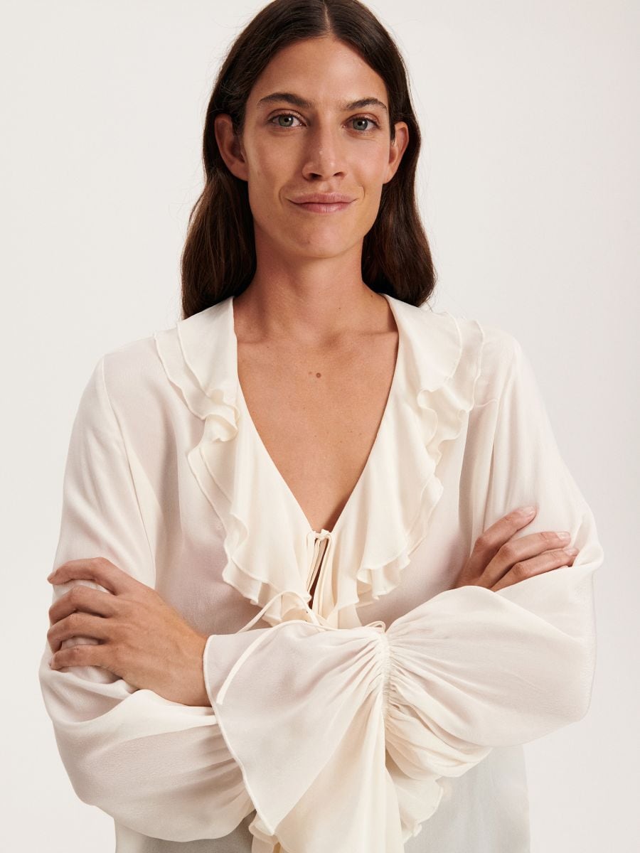LADIES` BLOUSE - krem - RESERVED - 2