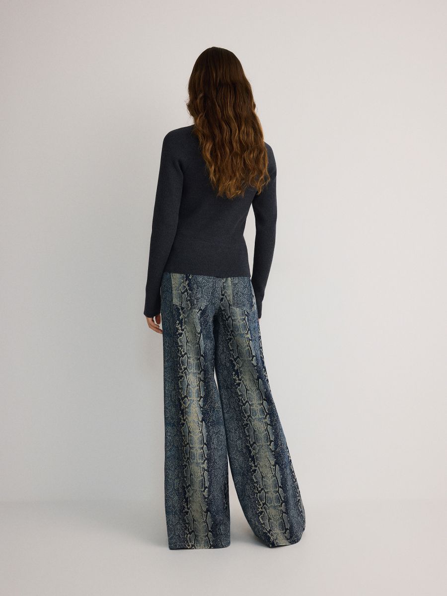 Wide-leg jeans with animal print - multicolor - RESERVED - 4