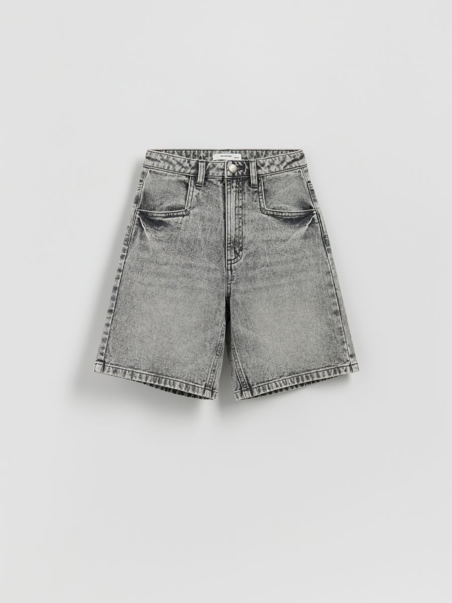 Bermude din denim - gri deschis - RESERVED