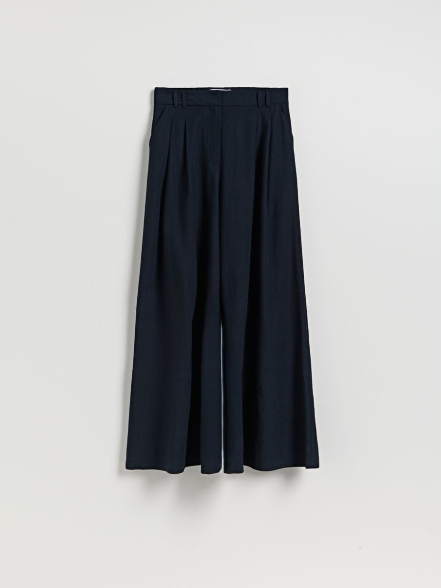 Wide leg trousers - navy - RESERVED