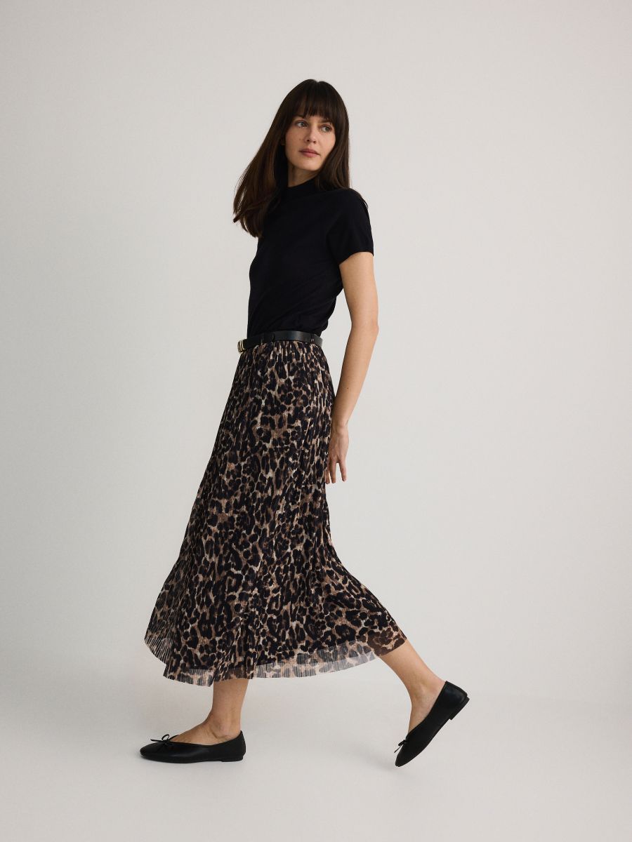 Pleated skirt with belt - multicolor - RESERVED - 2