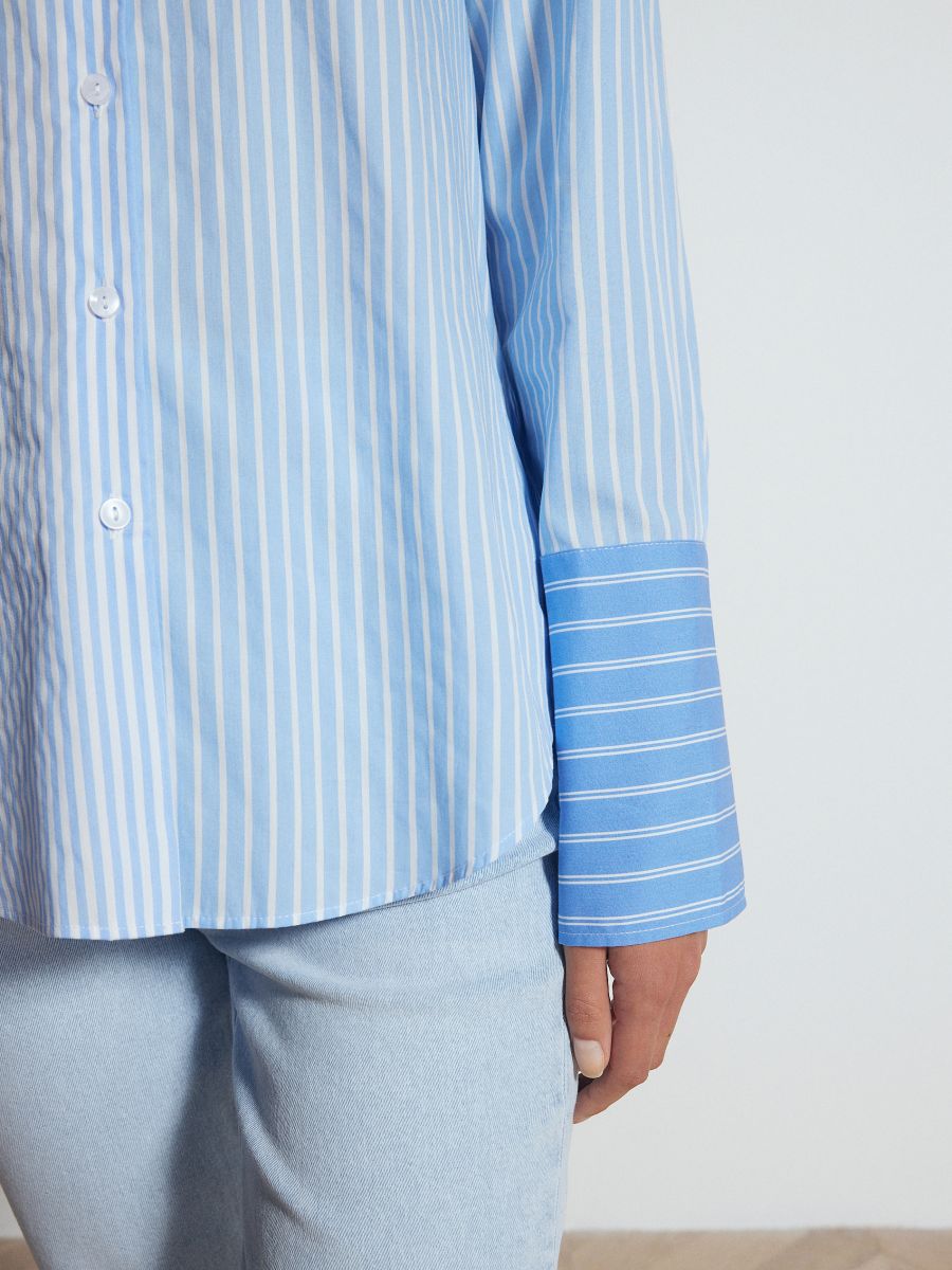 Overhemd met contrasterende inzetten - blauw - RESERVED - 5