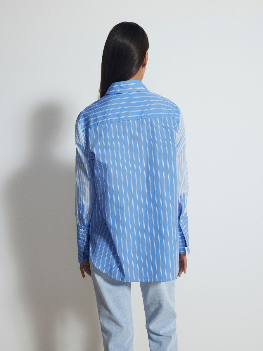 Overhemd met contrasterende inzetten - blauw - RESERVED - 4