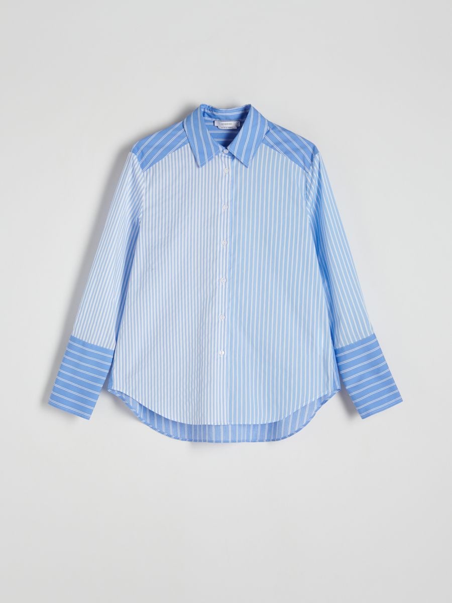 Overhemd met contrasterende inzetten - blauw - RESERVED - 6