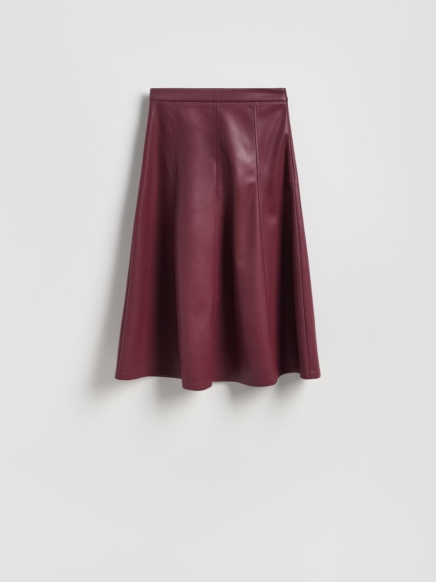 Faux leather midi skirt - maroon - RESERVED