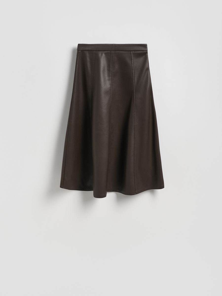 Faux leather midi skirt - brown - RESERVED