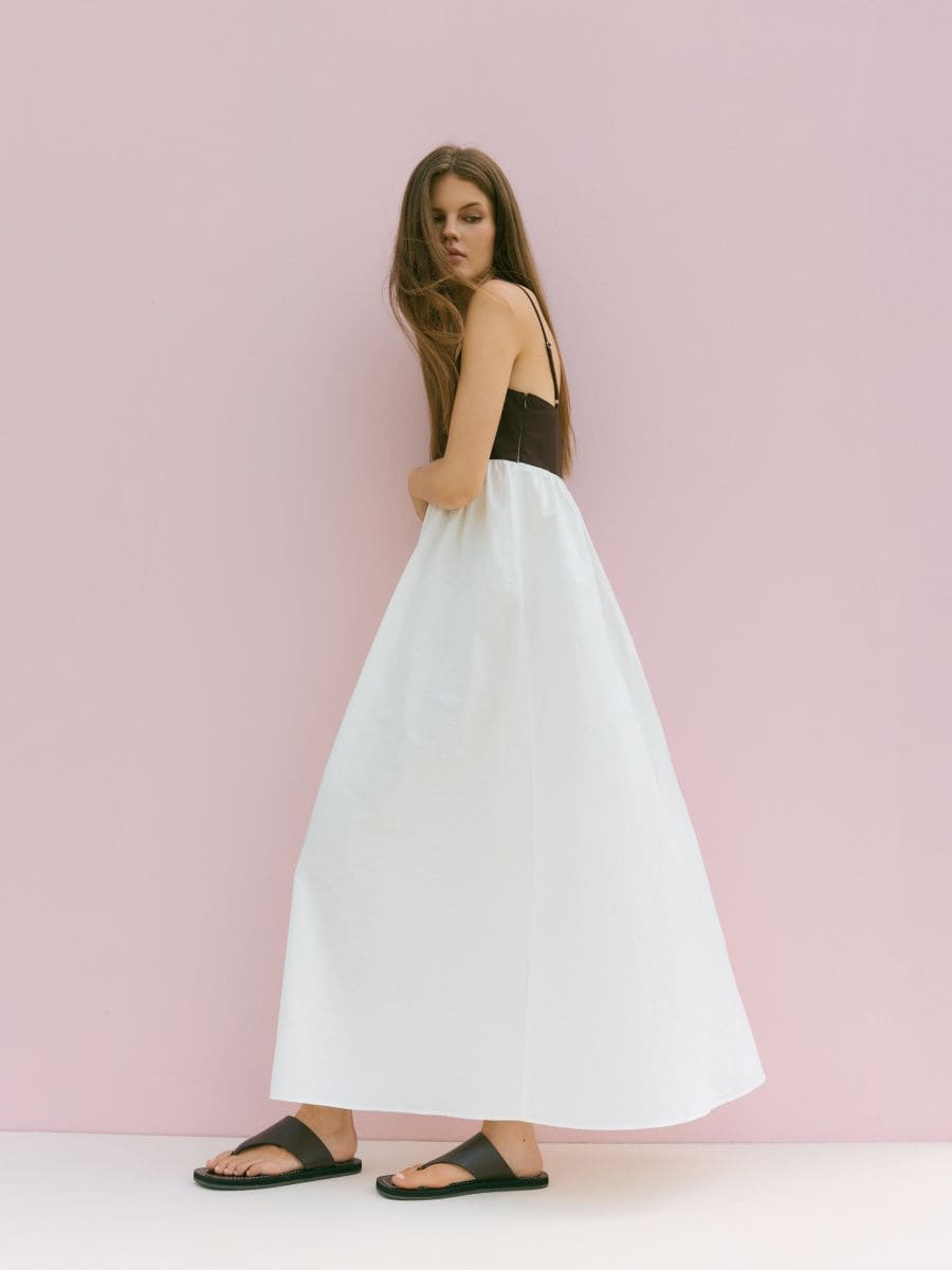 Rochie maxi cu adaos de in - crem - RESERVED