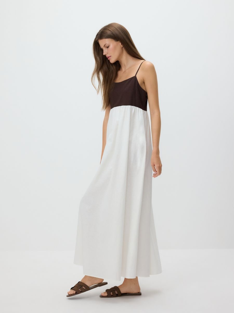 Linen rich maxi dress - cream - RESERVED