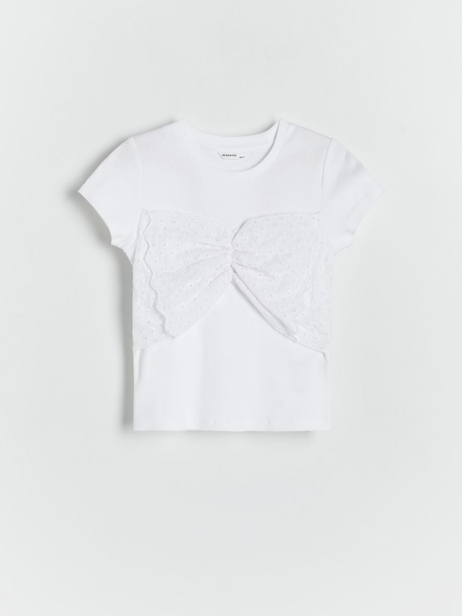 Majica kratkih rukava s heklanim detaljima - bijela - RESERVED