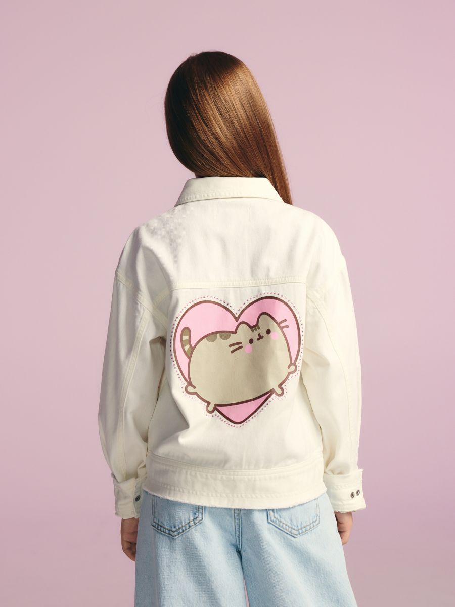 Kurtka jeansowa Pusheen - złamana biel - RESERVED