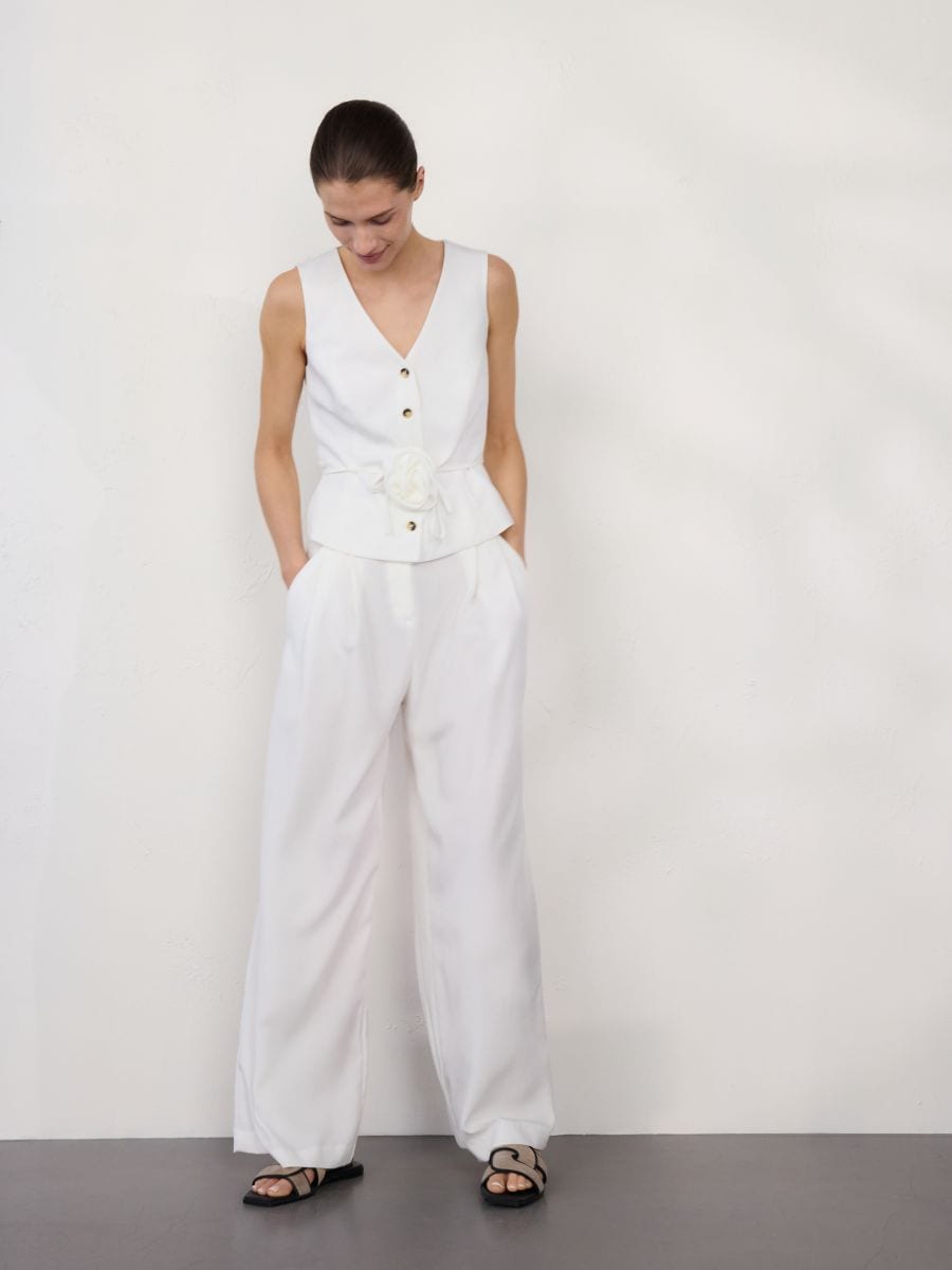 Pantalone od mešavine liocela - krem - RESERVED