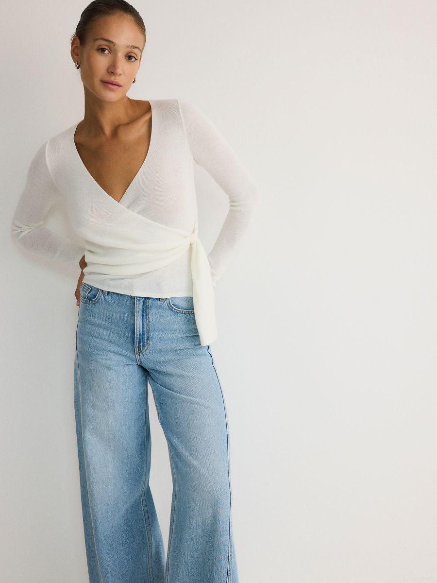 Wrap front sweater - cream - RESERVED - 3