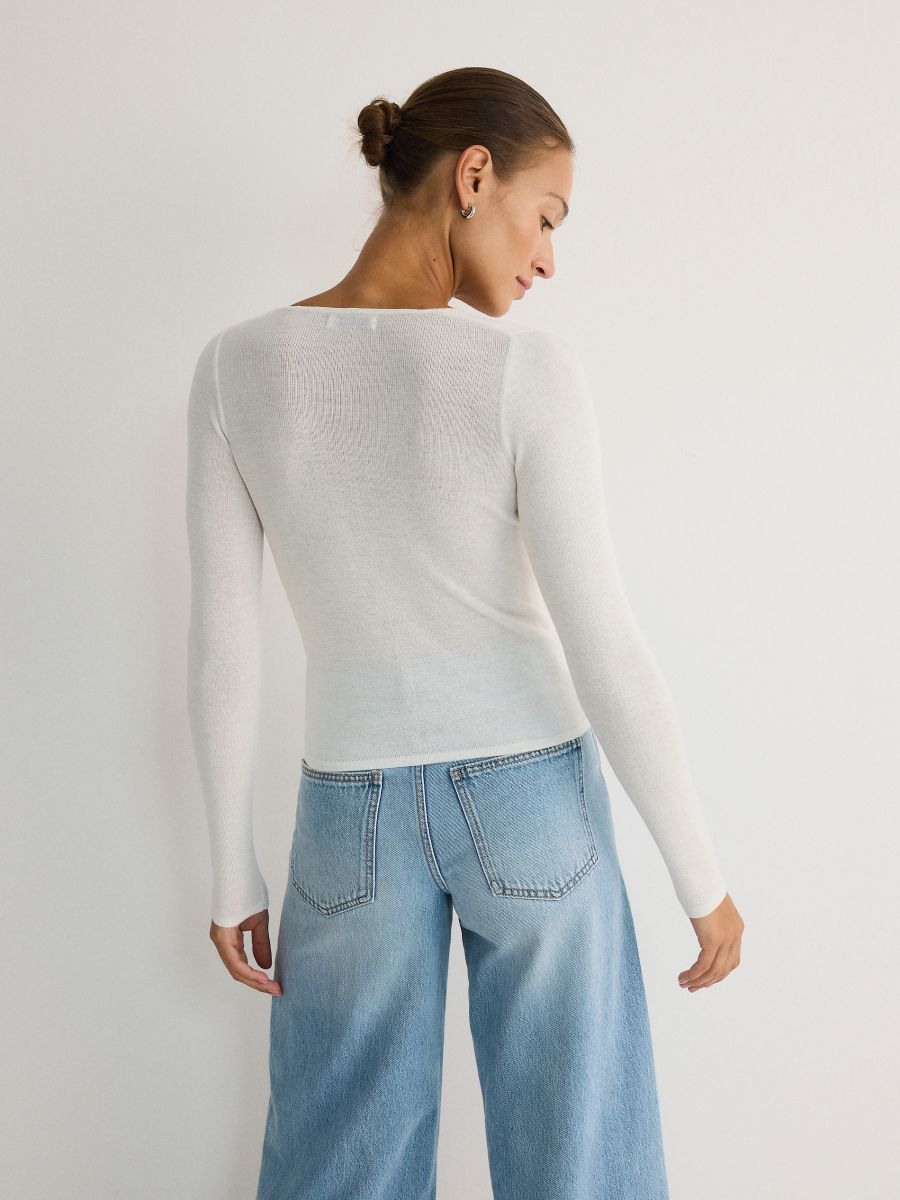 Wrap front sweater - cream - RESERVED - 4