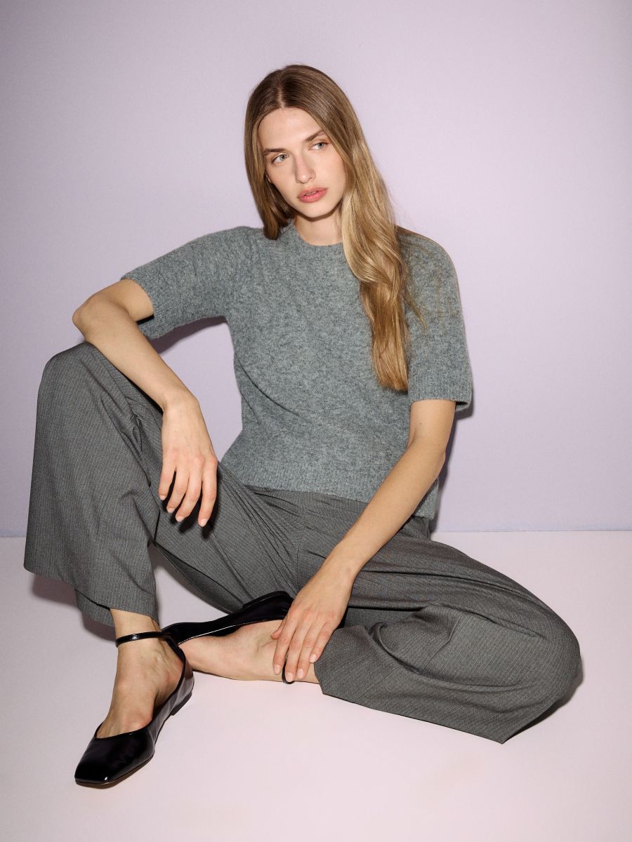 Short-sleeved sweater - mid grey - RESERVED - 7