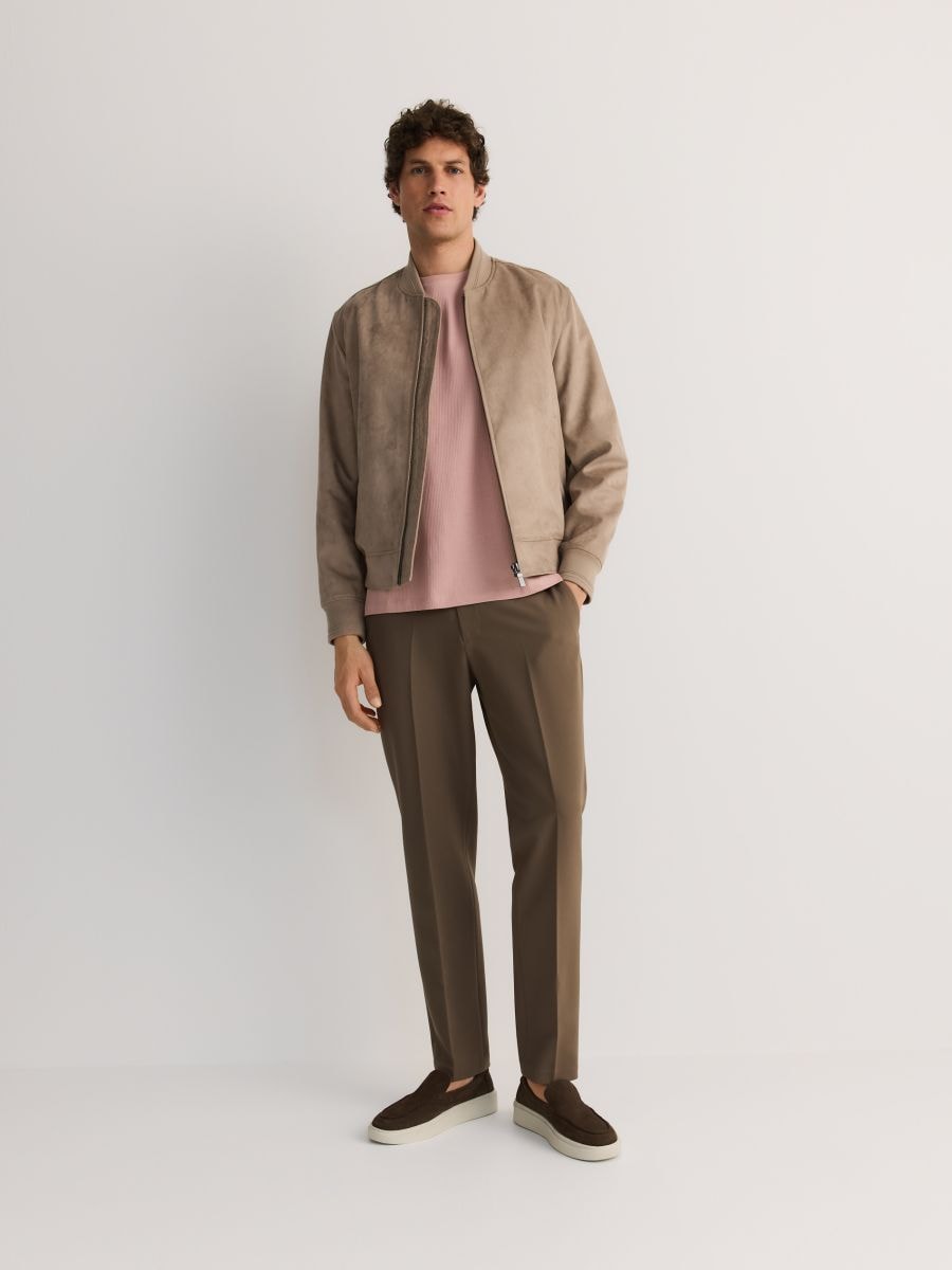 Βαμβακερή μπλούζα regular fit - θαμπο ροζ - RESERVED - 3