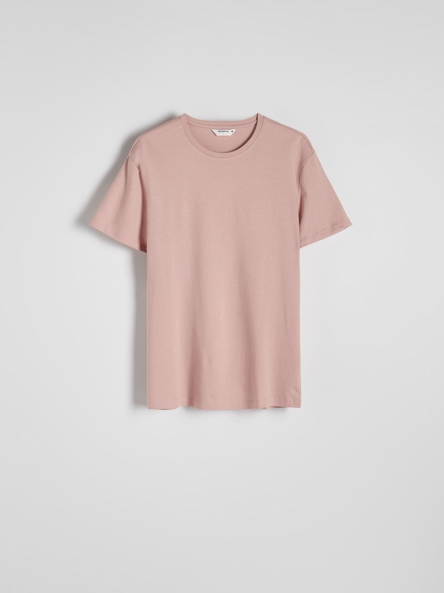 Βαμβακερή μπλούζα regular fit - θαμπο ροζ - RESERVED - 5
