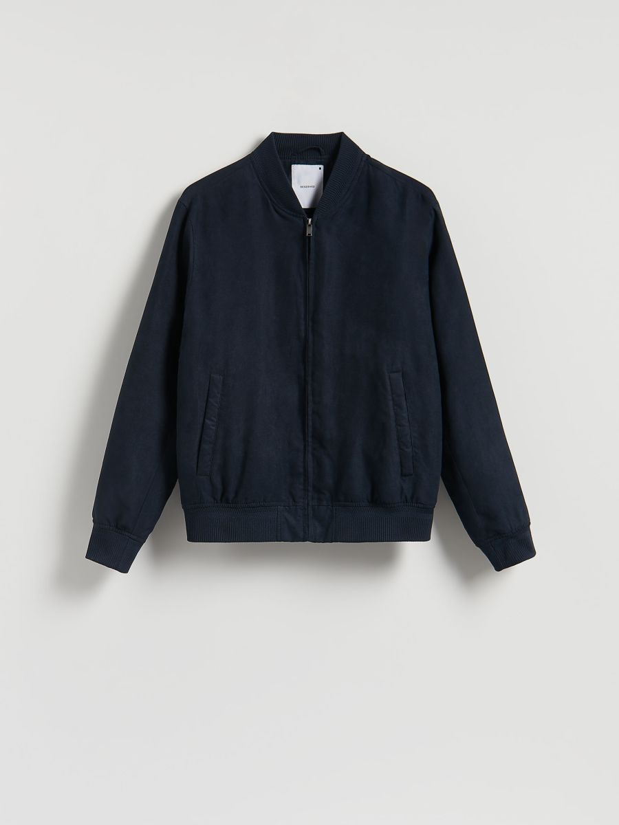 Suede imitation bomber jacket - navy - RESERVED
