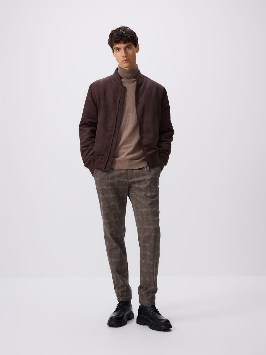 Suede imitation bomber jacket - dark brown - RESERVED