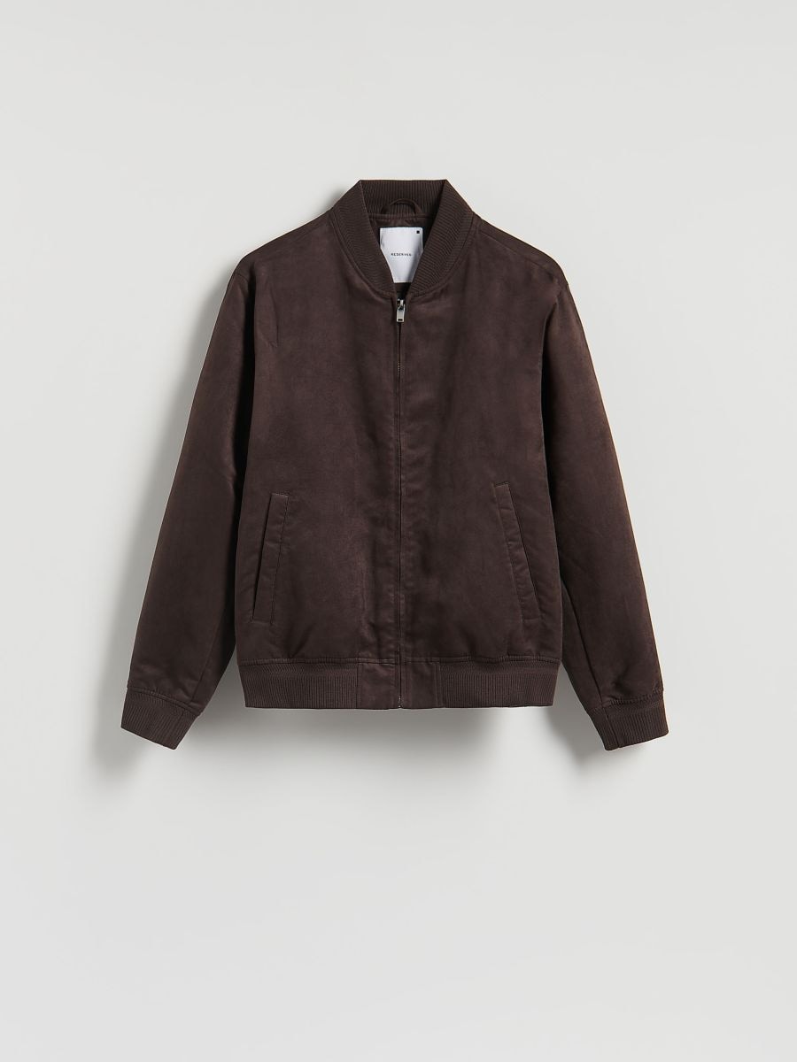 Suede bomber jacket - dark brown - RESERVED
