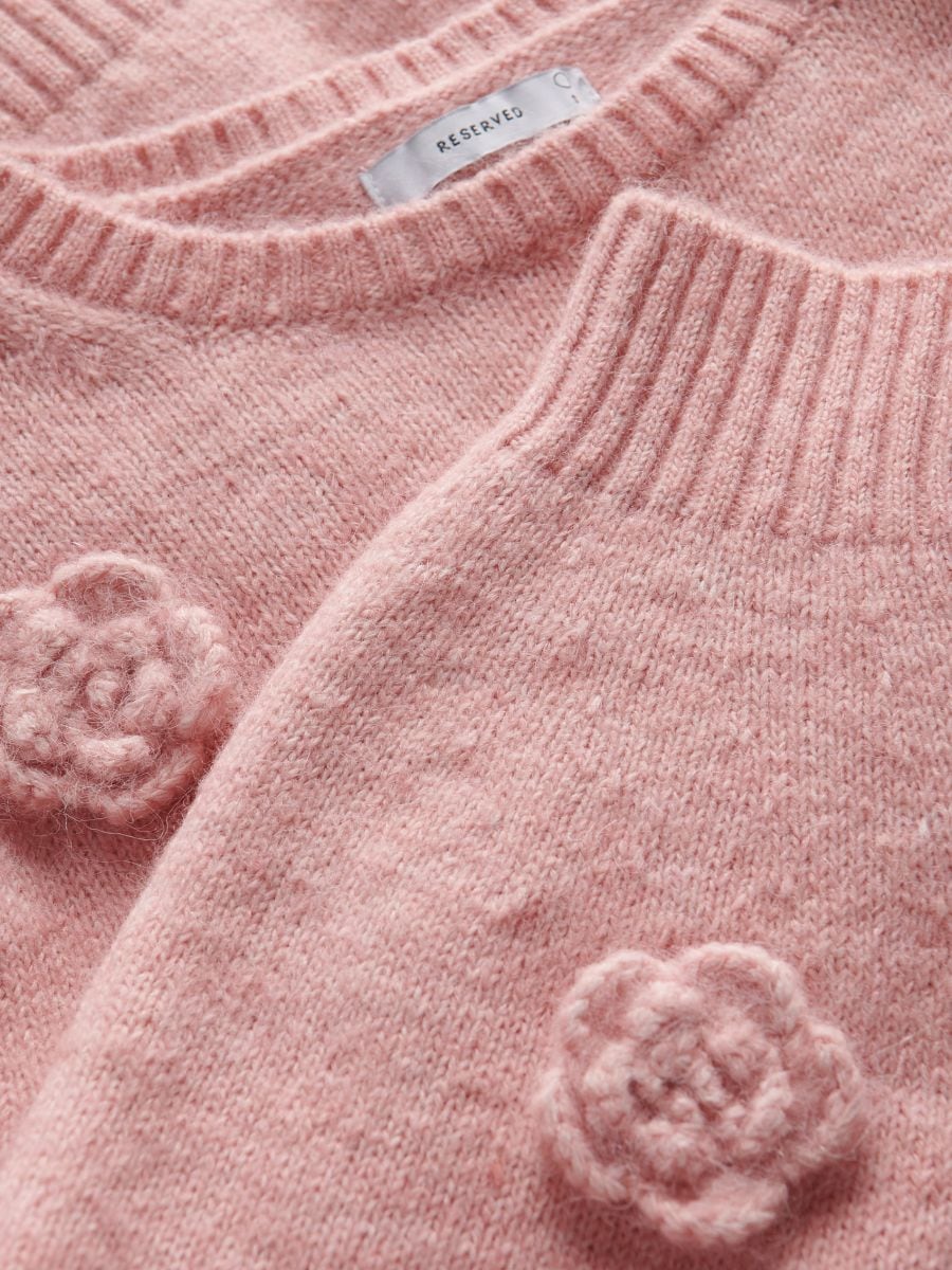 Sweater with roses - pink - RESERVED - 4