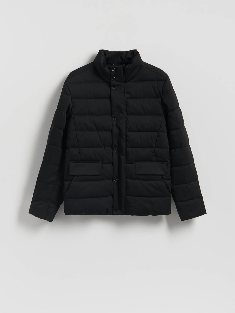 Quilted jacket with stand up collar - black - RESERVED