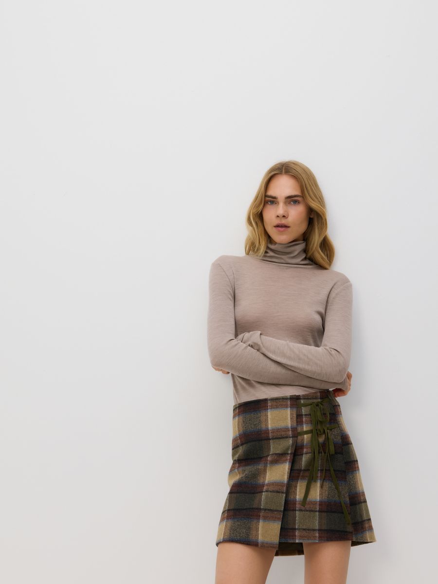 Wool blend mini skirt - multicolor - RESERVED