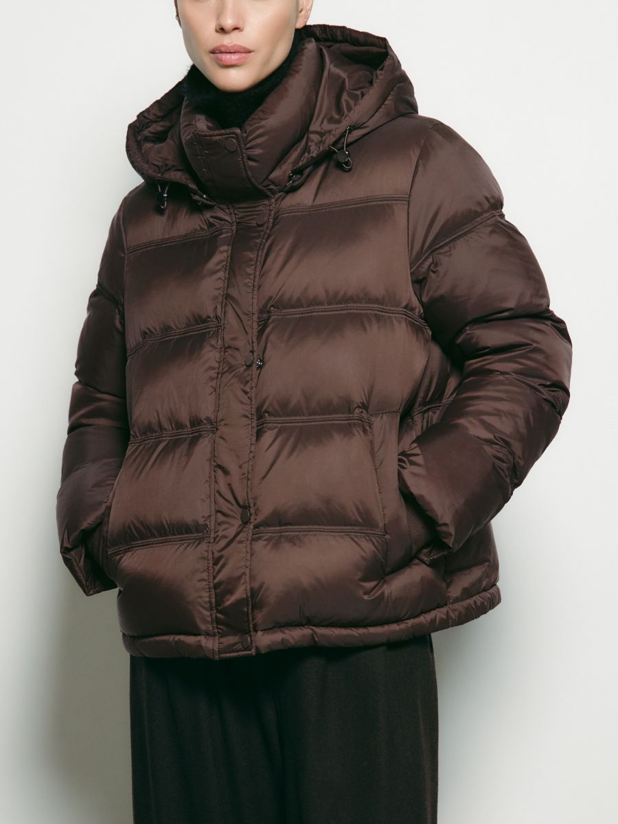 Down quilted jacket - brown - RESERVED