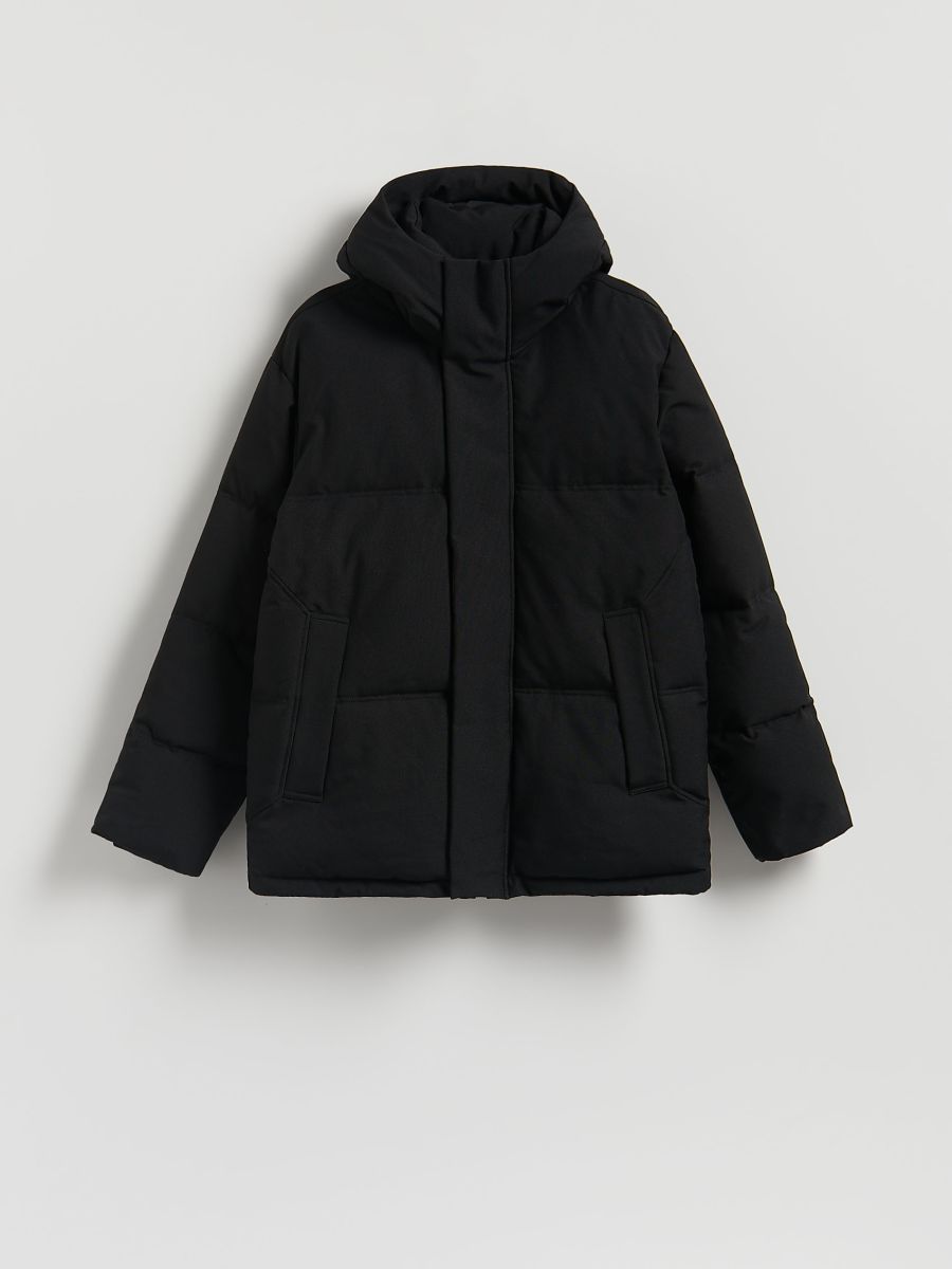Quilted jacket with hood - black - RESERVED