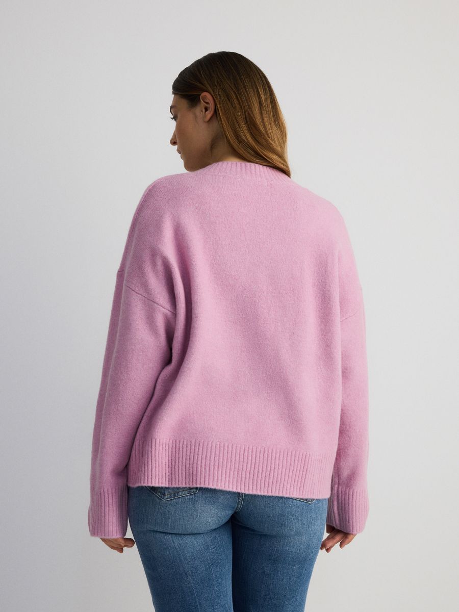 Jumper with deep V neck - rose - RESERVED - 4