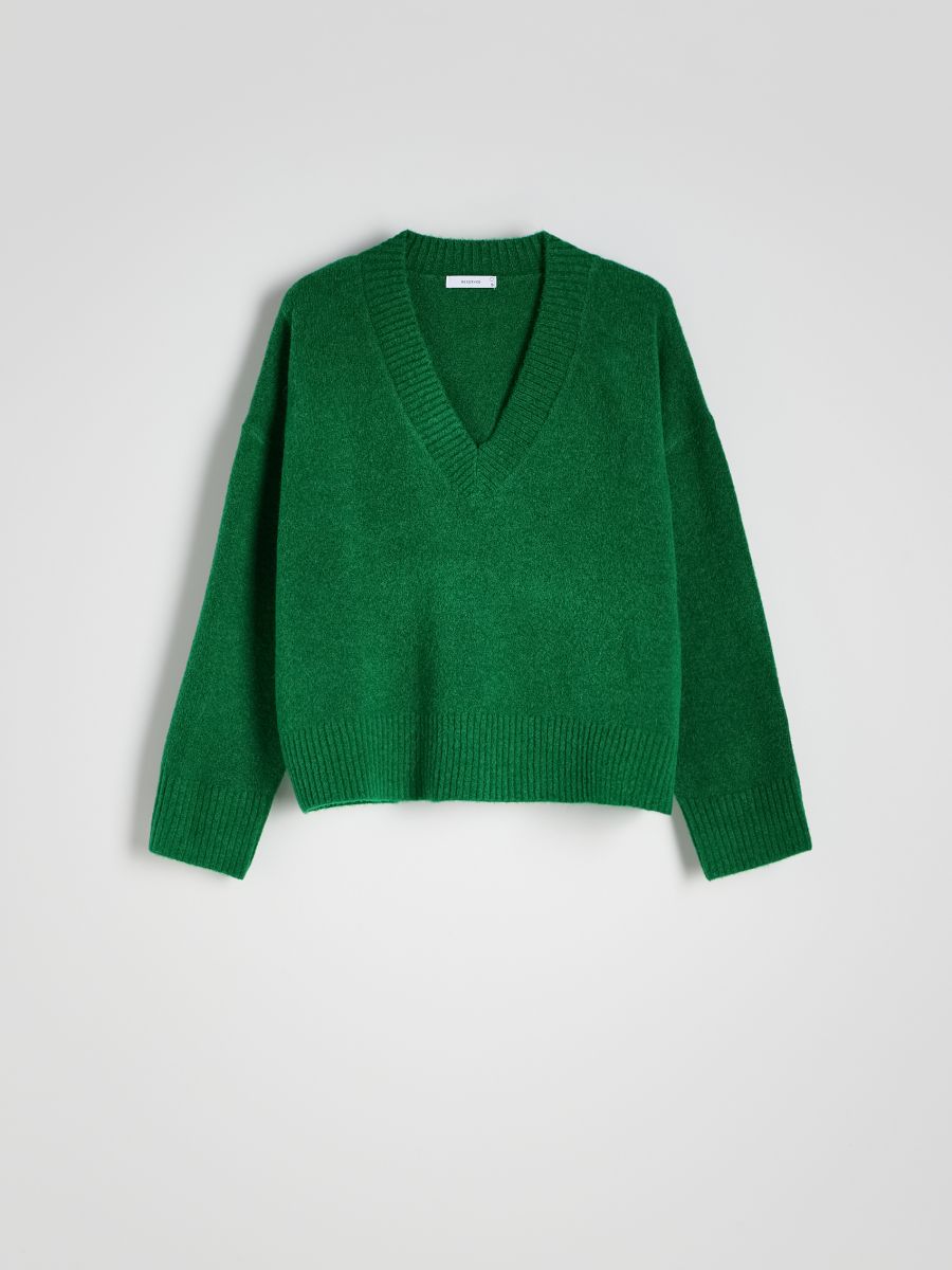 Jumper with deep V neck - fresh green - RESERVED - 5