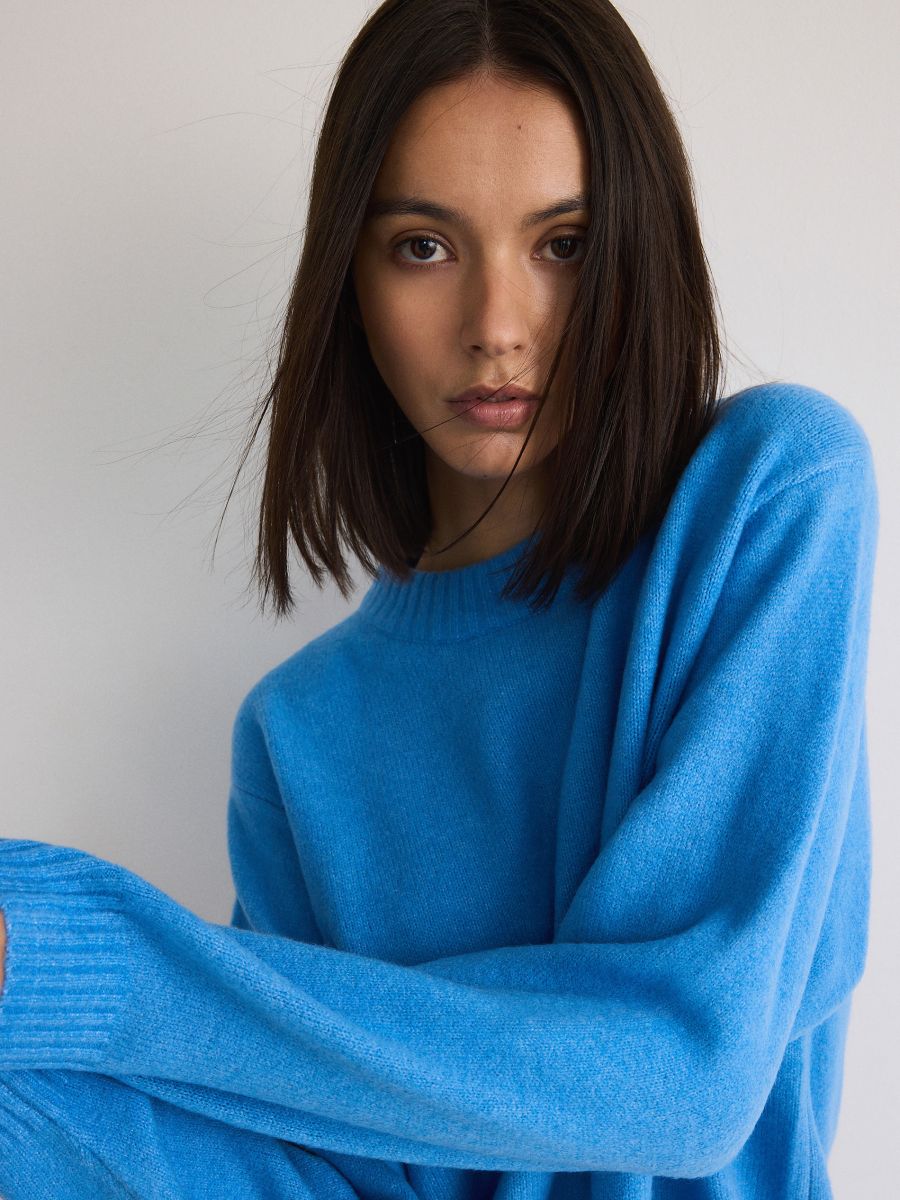Oversize wool blend sweater - blue - RESERVED - 3