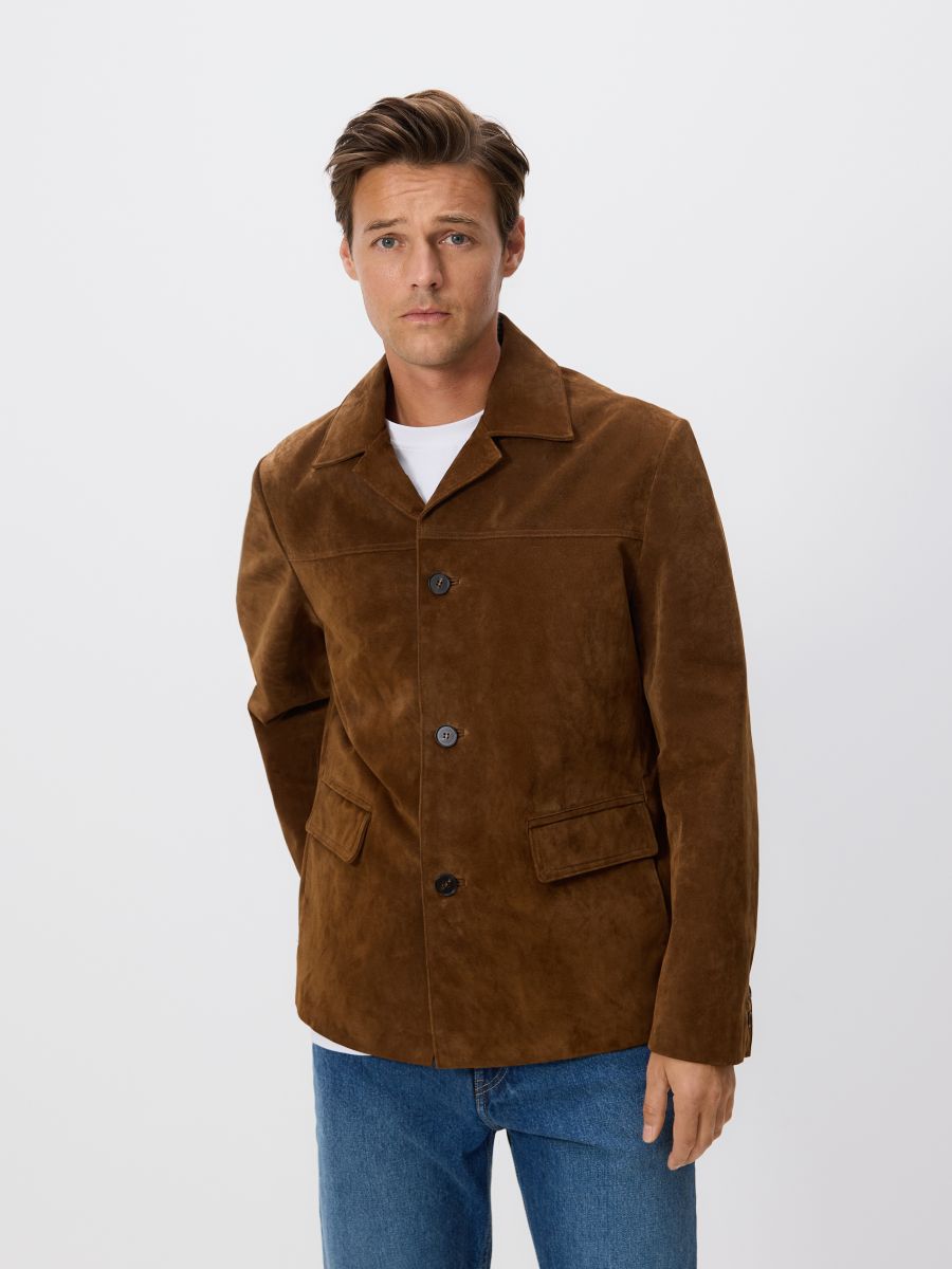 Suedette jacket - golden brown - RESERVED