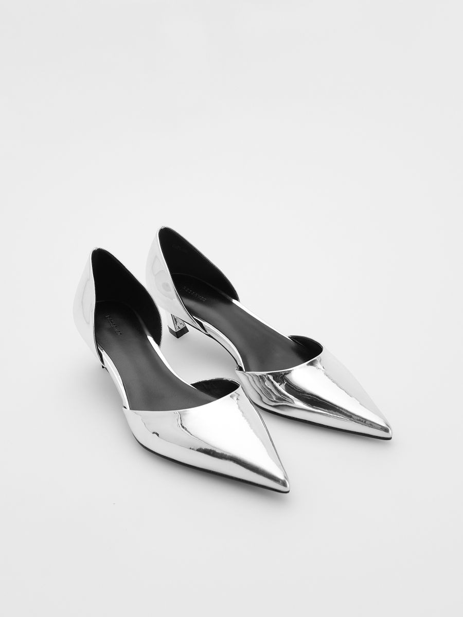 Metallic kitten heel pumps - silver - RESERVED - 4